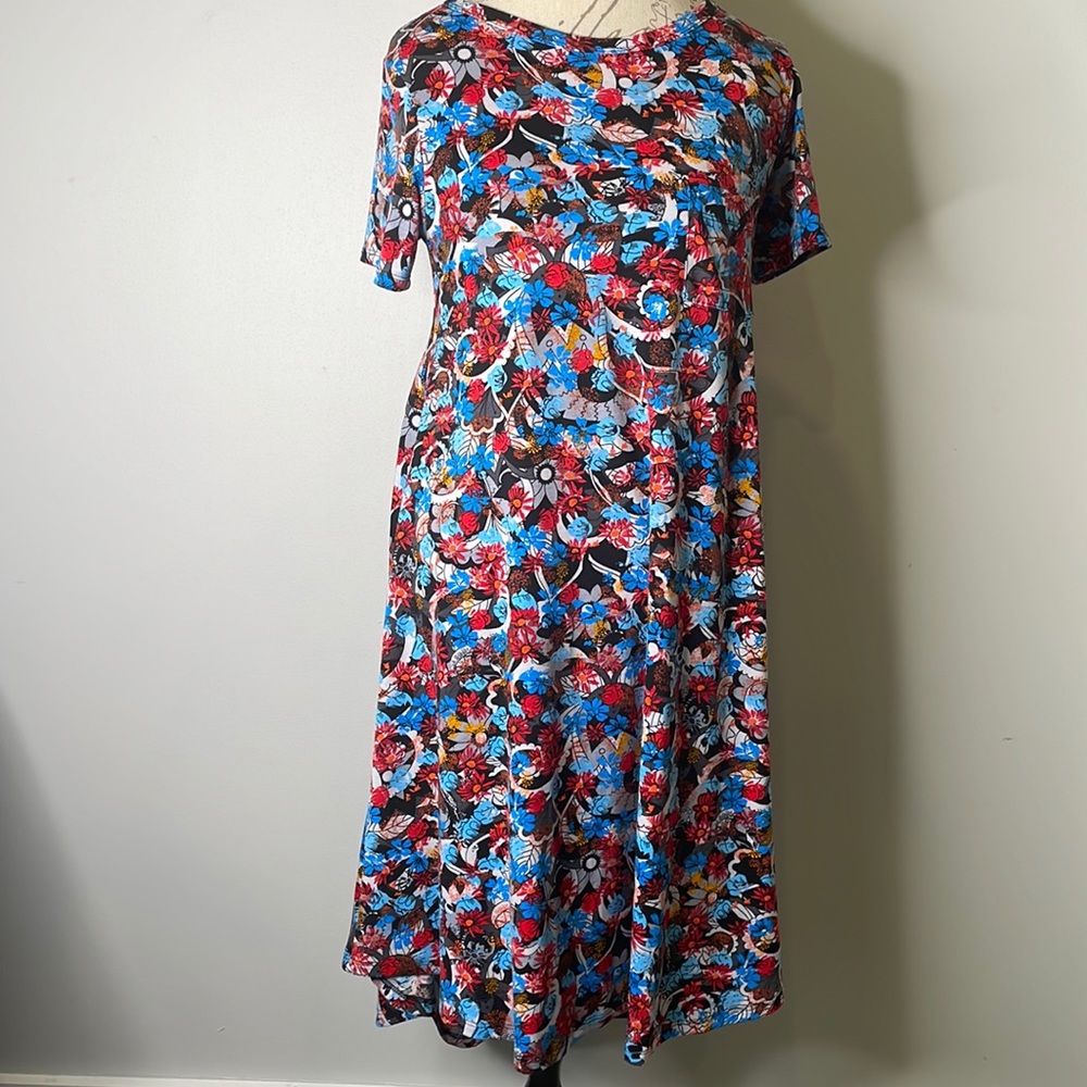 LuLaRoe Black background w/flowers Carly